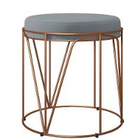 Kit 02 Puffs Decorativo Aramado Bronze Zaya L02 Suede Cinza