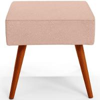 Kit 02 Puffs Banqueta Decorativa Com Pés Palito Linho Rosê - 2