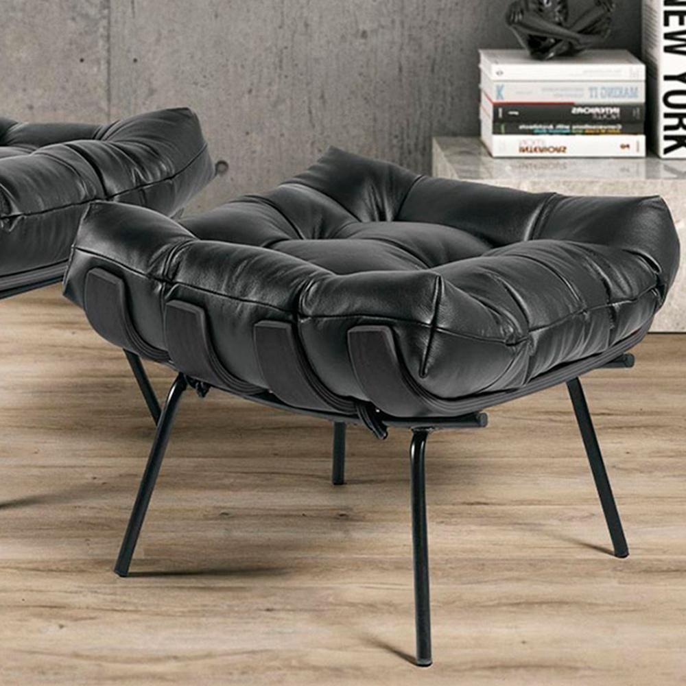 Kit 02 Puffs Costela Preto L04 Couro Preto - 4