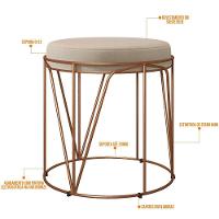 Kit 02 Puffs Decorativo Aramado Bronze Zaya L02 Suede Bege - 5