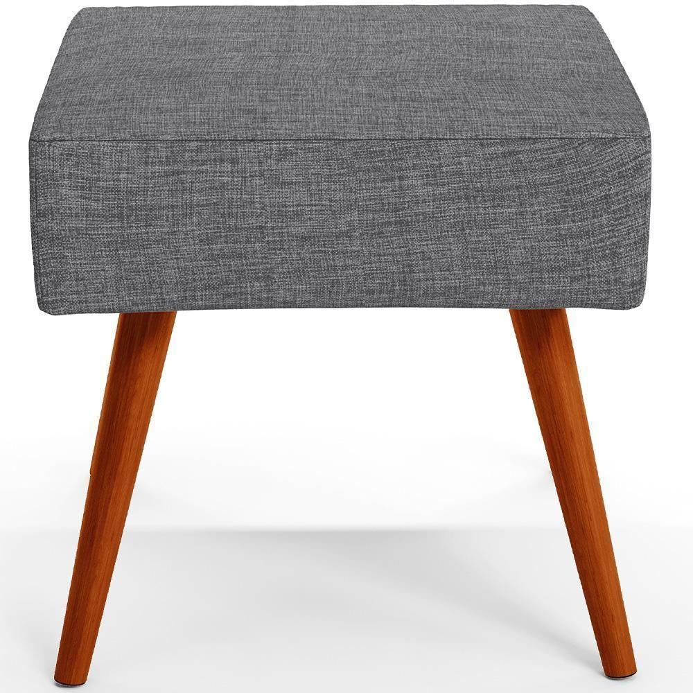 Kit 02 Puffs Banqueta Com Pés Palito Linho Cinza Escuro - 2