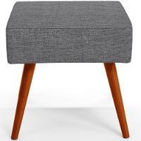 Kit 02 Puffs Banqueta Com Pés Palito Linho Cinza Escuro - 2