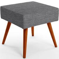 Kit 02 Puffs Banqueta Com Pés Palito Linho Cinza Escuro - 5