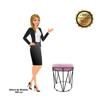 Kit 02 Puffs Multiuso Com Mesa 2 Em 1 Suede Rosa Bebê Base Preto