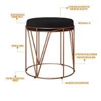 Kit 02 Puffs Decorativo Aramado Bronze Zaya L02 Corano Preto - 3