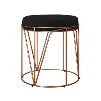 Kit 02 Puffs Decorativo Aramado Bronze Zaya L02 Corano Preto