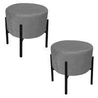 Kit 02 Puffs Iron Suede Grafite Base Palito D´rossi - 1