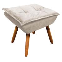 Kit 2 Puffs Opala Suede Bege Pés Palito Castanho D´rossi - 2