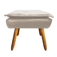 Kit 2 Puffs Opala Suede Bege Pés Palito Castanho D´rossi - 5