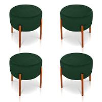 Kit 4 Puffs Iron Suede Verde Base Metáica Cobre - 1