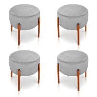 Kit 4 Puffs Iron Suede Cinza Base Cobre - 1