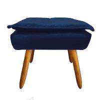 Kit 2 Puffs Opala Suede Azul Marinho Pés Palito Castanho - 1