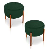 Kit 2 Puffs Iron Suede Verde Base Cobre - 1