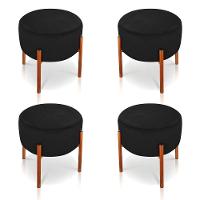 Kit 4 Puffs Iron Suede Preto Base Cobre - 1