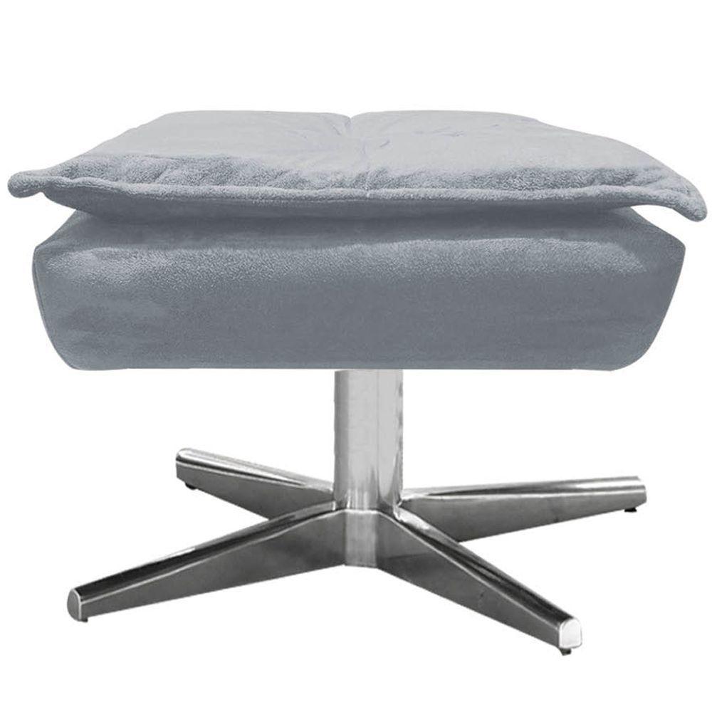Kit 2 Puff'S Decorativos Base Giratória Cromada Charger Suede Cinza G19 - Gran Belo - 3