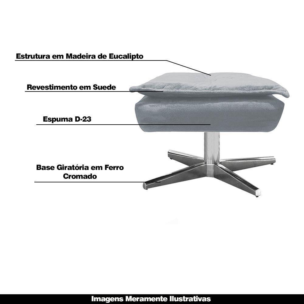 Kit 2 Puff'S Decorativos Base Giratória Cromada Charger Suede Cinza G19 - Gran Belo - 6