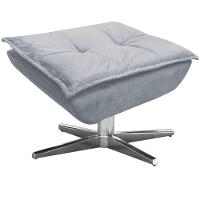 Kit 2 Puff'S Decorativos Base Giratória Cromada Charger Suede Cinza G19 - Gran Belo