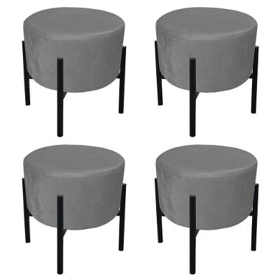 Kit 04 Puffs Iron Suede Grafite Base Palito D´rossi