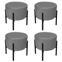 Kit 04 Puffs Iron Suede Grafite Base Palito D´rossi - 1