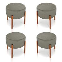 Kit 4 Puffs Iron Suede Marrom Rato Base Cobre - 1