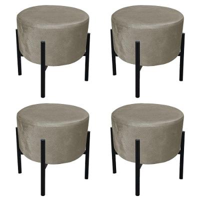Kit 04 Puffs Iron Suede Marrom Rato Base Palito D´rossi