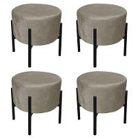 Kit 04 Puffs Iron Suede Marrom Rato Base Palito D´rossi - 1