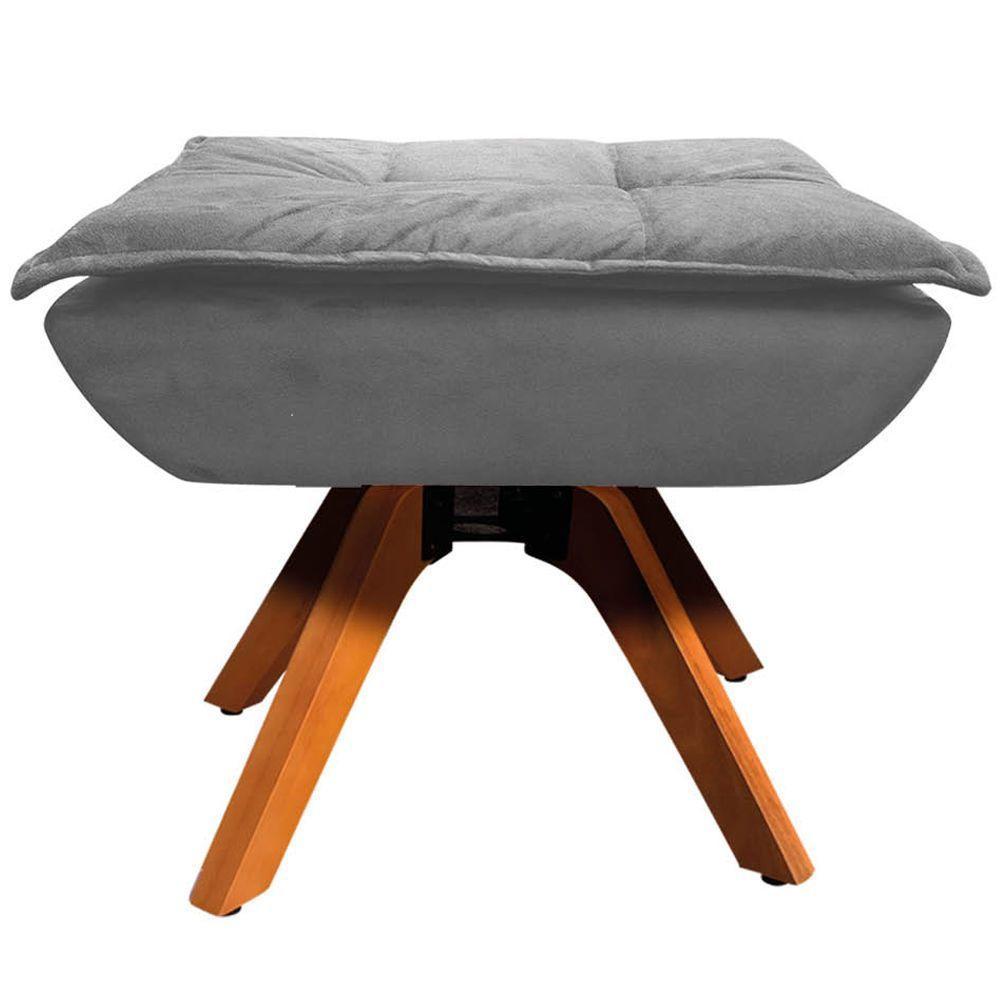 Kit 2 Puff'S Decorativos Base Giratória Em Madeira Charger Suede Grafite G19 - Gran Belo - 3