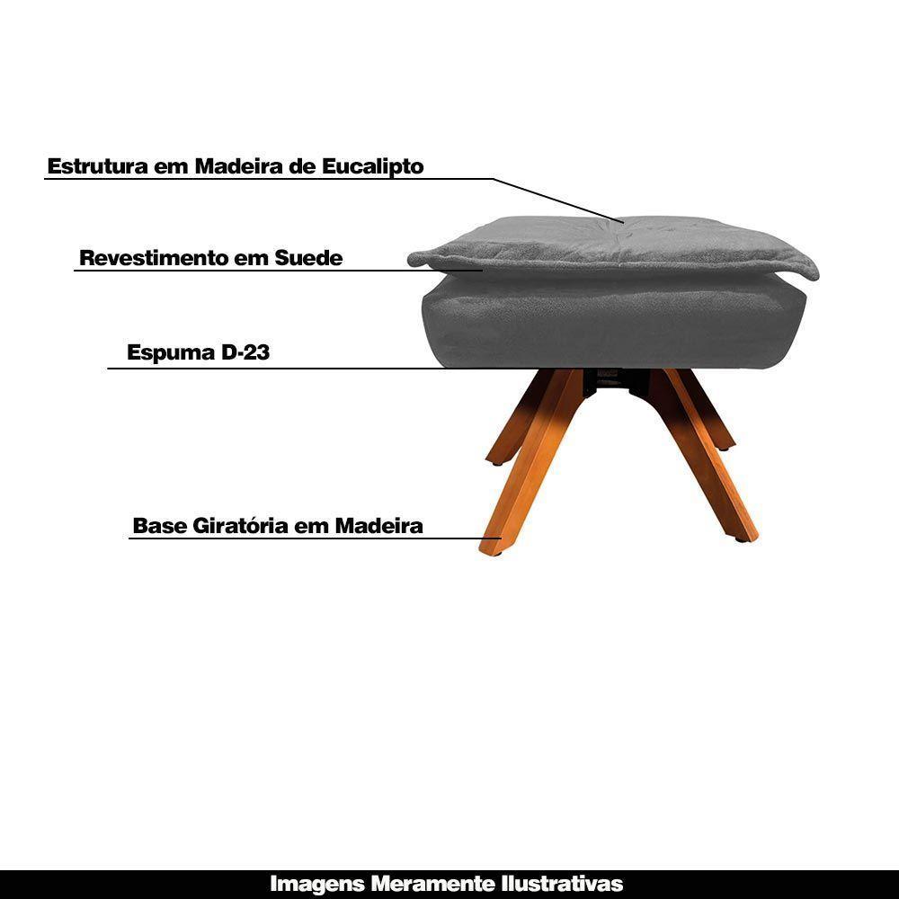Kit 2 Puff'S Decorativos Base Giratória Em Madeira Charger Suede Grafite G19 - Gran Belo - 6