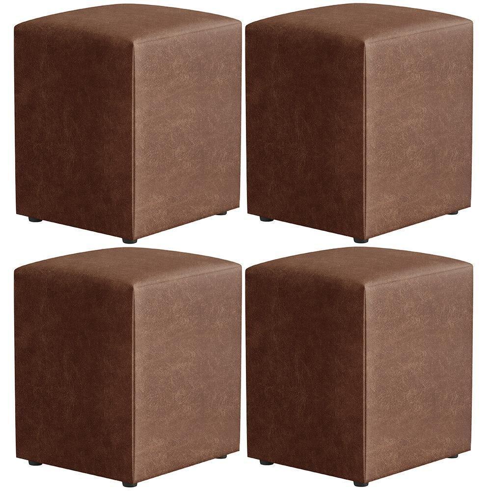 Kit 04 Puffs Quadrado L02 Couríssimo Marrom - 1