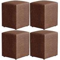 Kit 04 Puffs Quadrado L02 Couríssimo Marrom - 1