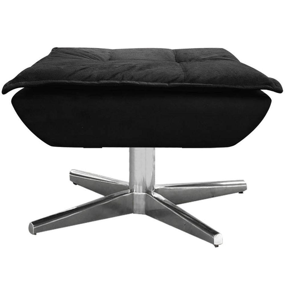 Kit 2 Puff'S Decorativos Base Giratória Cromada Charger Suede Preto G19 - Gran Belo - 2