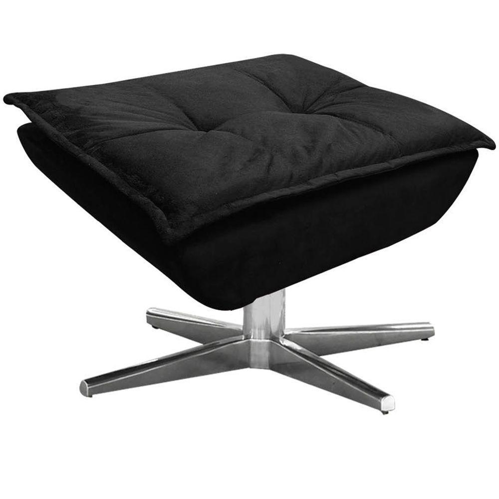 Kit 2 Puff'S Decorativos Base Giratória Cromada Charger Suede Preto G19 - Gran Belo - 4