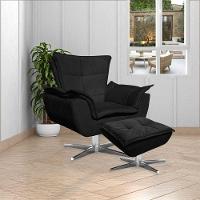 Kit 2 Puff'S Decorativos Base Giratória Cromada Charger Suede Preto G19 - Gran Belo - 8