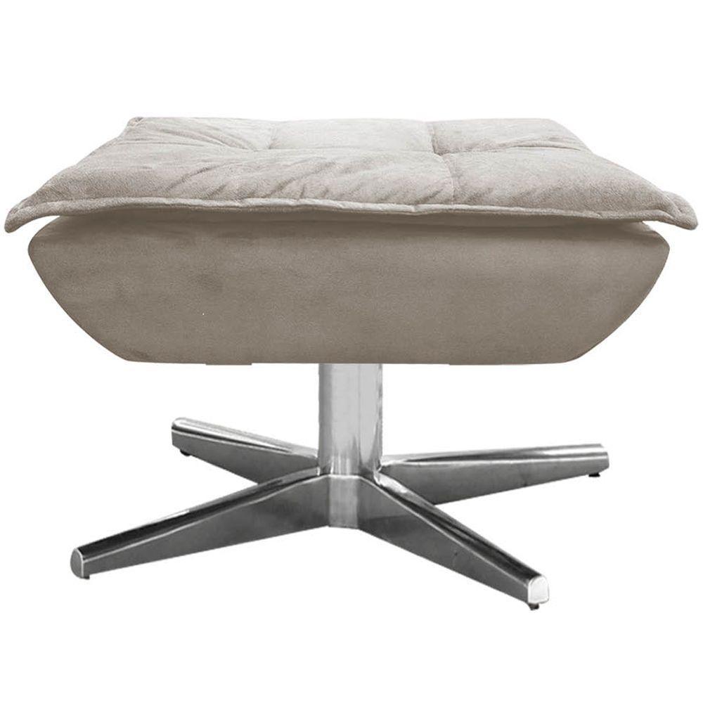 Kit 2 Puff'S Decorativos Base Giratória Cromada Charger Suede Nude G19 - Gran Belo - 2