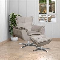 Kit 2 Puff'S Decorativos Base Giratória Cromada Charger Suede Nude G19 - Gran Belo - 8