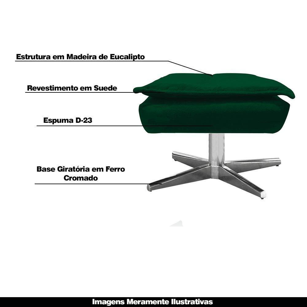 Kit 2 Puff'S Decorativos Base Giratória Cromada Charger Suede Verde G19 - Gran Belo - 6