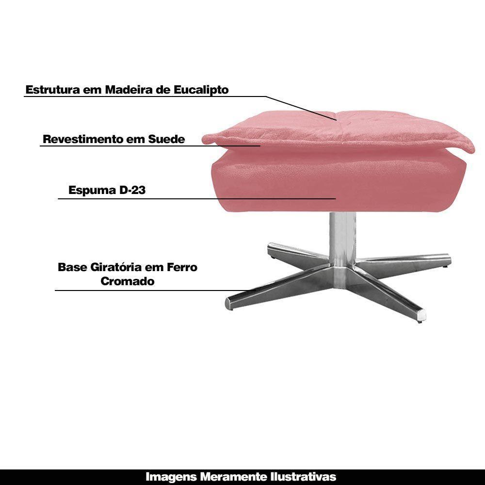Kit 2 Puff'S Decorativos Base Giratória Cromada Charger Suede Rosê G19 - Gran Belo - 6