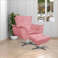 Kit 2 Puff'S Decorativos Base Giratória Cromada Charger Suede Rosê G19 - Gran Belo - 8