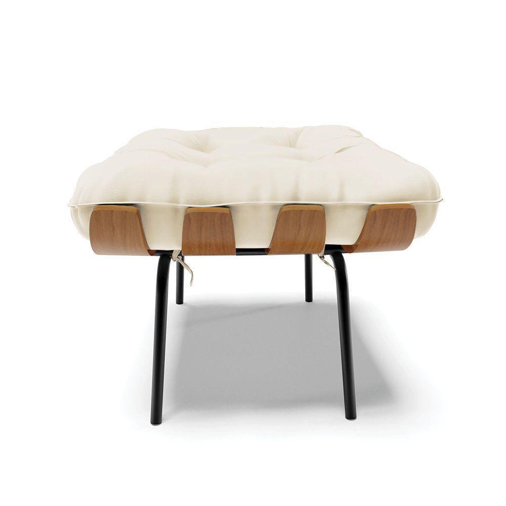 Puff Costela Veludo Bege Base Metálica Preto - D'Rossi - 7