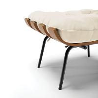 Puff Costela Veludo Bege Base Metálica Preto - D'Rossi - 5