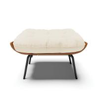 Puff Costela Veludo Bege Base Metálica Preto - D'Rossi - 6