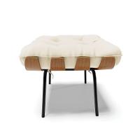 Puff Costela Veludo Bege Base Metálica Preto - D'Rossi - 7