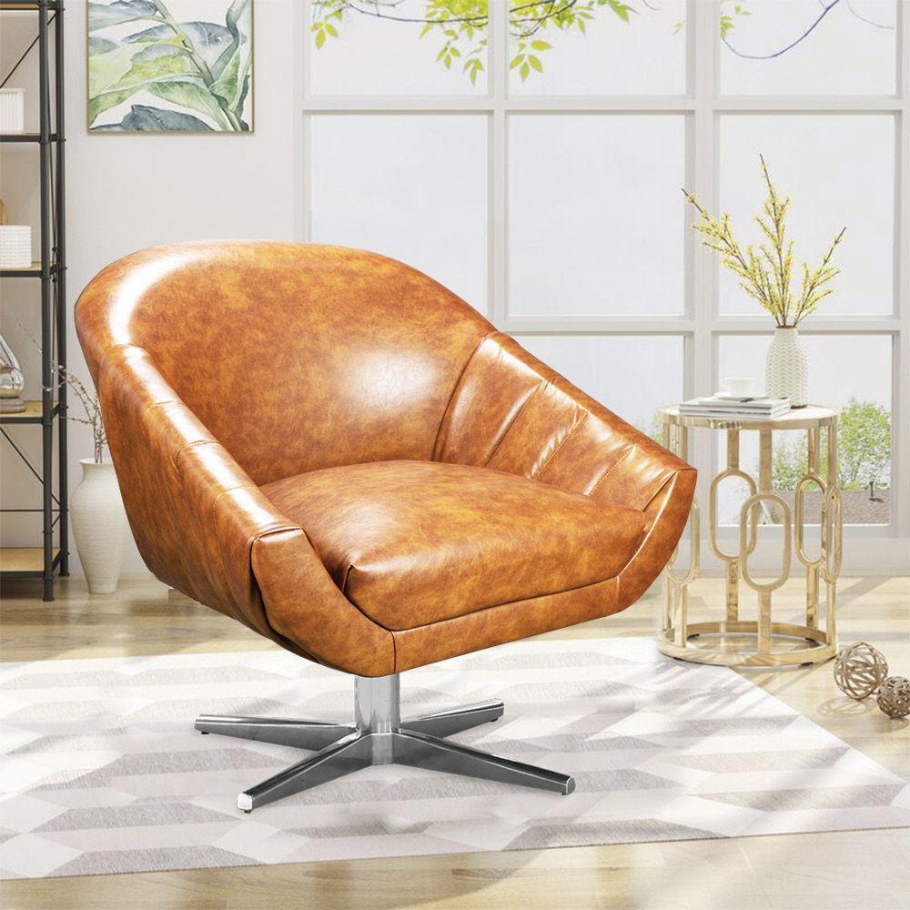 Kit 02 Poltronas Giratória Giovana Corano Nozes Base Cromada - 7