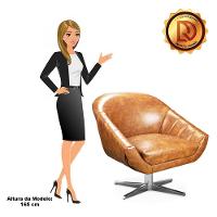 Kit 02 Poltronas Giratória Giovana Corano Nozes Base Cromada - 3