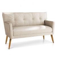 Kit 01 Namoradeira 02 Lugares E 02 Poltronas Anitta Linho Areia A27 Pés Palito Castanho - 7