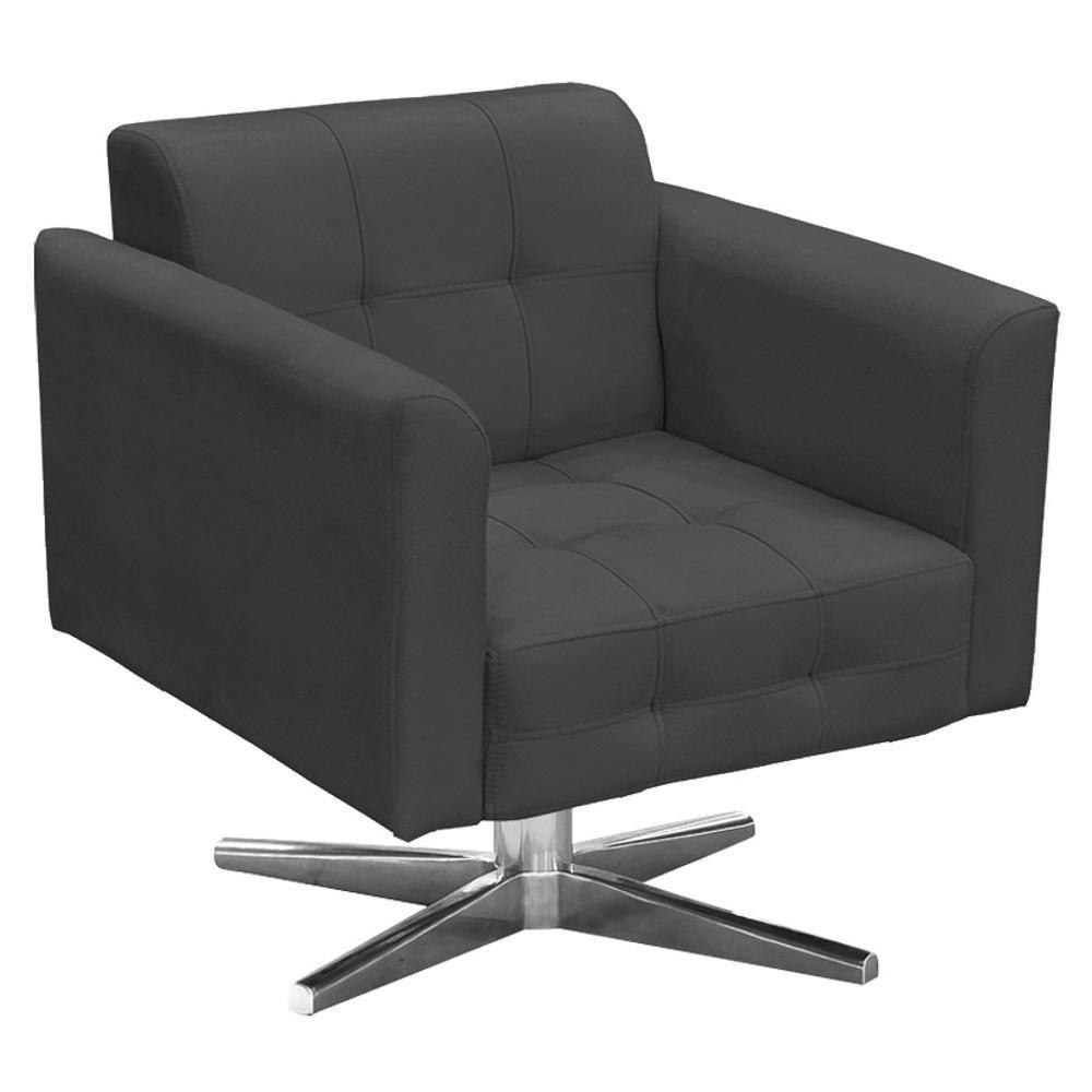 Poltrona Base Cromada Giratória Ana Suede Grafite - Ibiza - 1