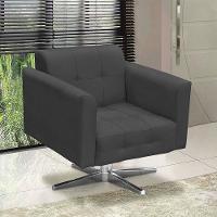 Poltrona Base Cromada Giratória Ana Suede Grafite - Ibiza - 5