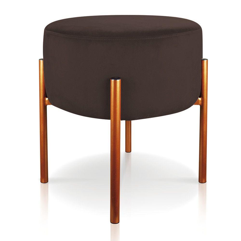 Puff Iron Suede Base Cobre Palito Marrom - 1