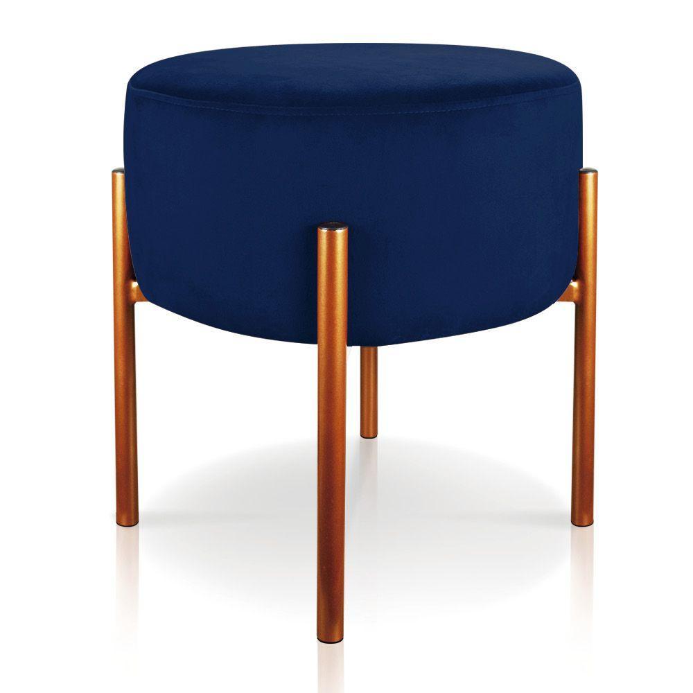 Puff Iron Suede Base Cobre Palito Azul Marinho - 1