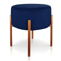 Puff Iron Suede Base Cobre Palito Azul Marinho - 1